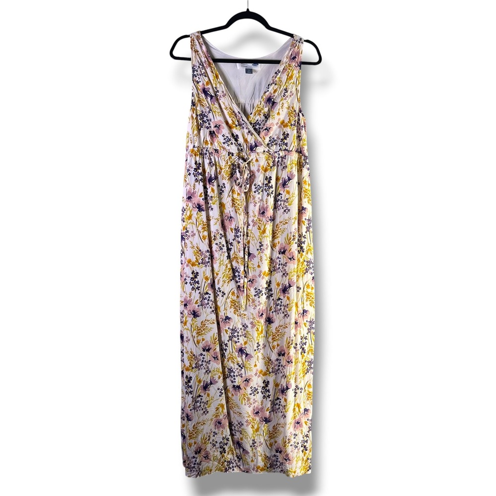 Old Navy Womens Sz Large Maternity Maxi Dress Floral Sleeveless Boho Cottagecore